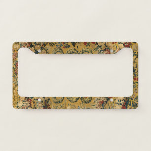 Colorful Vintage Floral Carpet Pattern License Plate Frame