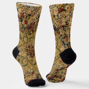 Colorful Vintage Floral Carpet Pattern Socks