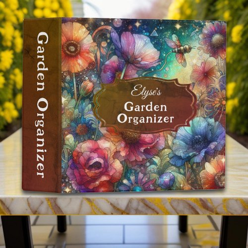 Colorful Vintage Floral Garden Organizer 3 Ring Binder