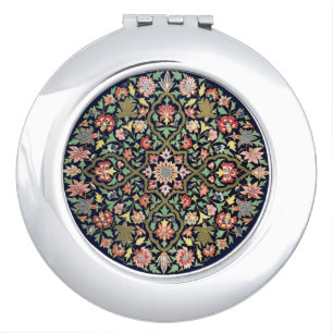Colorful Vintage Floral Indian Mandala Pattern Compact Mirror