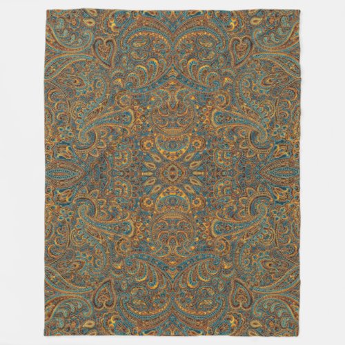 Colorful Vintage Floral Paisley Fleece Blanket