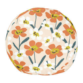 Colorful, vintage floral pattern. pouf