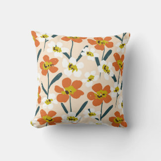 Colorful, vintage floral pattern. throw pillow