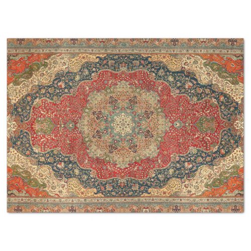 Colorful Vintage Floral Persian Rug Pattern Tissue Paper