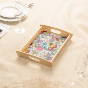 Colorful Vintage Floral Serving Tray