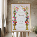 Colorful Vintage Floral Wedding Welcome Sign<br><div class="desc">Welcome your guests with this exquisite Vintage Floral Wedding Welcome Sign, featuring a stunning design inspired by classic European artistry. This sign showcases beautiful floral arrangements in soft shades of pink, red, and green, framed by intricate botanical details. The delicate blend of colors and the elegant typography create a warm...</div>