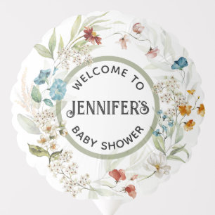 Colorful Vintage Florals Garden Baby Shower Medium Balloon