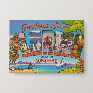 Colorful Vintage Florida Greetings  Button