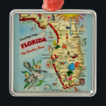 Colorful Vintage Florida Map Metal Ornament<br><div class="desc">This is a terrific colorful vintage,  retro map of Florida repurposed as an ornament!</div>