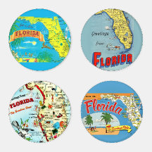 Colorful Vintage Florida Postcard Map