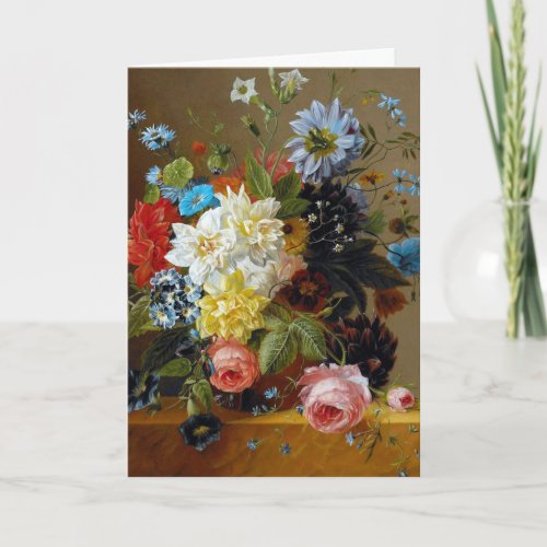 Colorful Vintage Flowers Art Painting Card