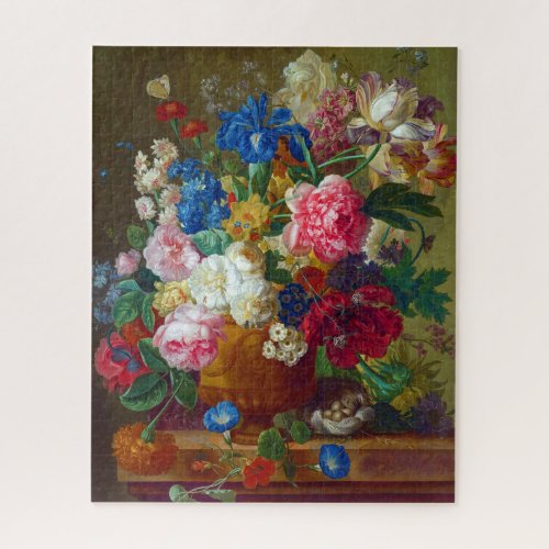Colorful Vintage Flowers Art Painting Jigsaw Puzzle