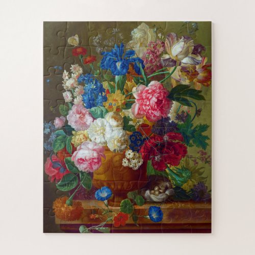 Colorful Vintage Flowers Art Painting Jigsaw Puzzle