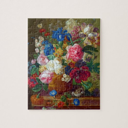 Colorful Vintage Flowers Art Painting Jigsaw Puzzle