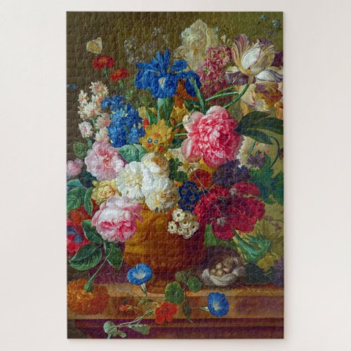 Colorful Vintage Flowers Art Painting Jigsaw Puzzle