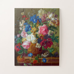 Colorful Vintage Flowers Art Painting Jigsaw Puzzle