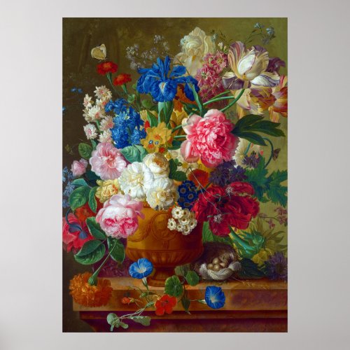 Colorful Vintage Flowers Art Painting Poster