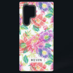 Colorful Vintage Flowers Pattern Monogram Samsung Galaxy S22 Ultra Case<br><div class="desc">Colorful vintage flowers seamless pattern with optional monogram.</div>