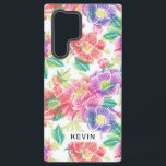 Colorful Vintage Flowers Pattern Monogram Samsung Galaxy S22 Ultra Case<br><div class="desc">Colorful vintage flowers seamless pattern with optional monogram.</div>