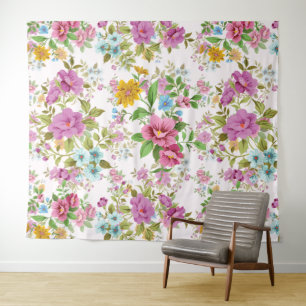 Colorful vintage flowers pattern tapestry