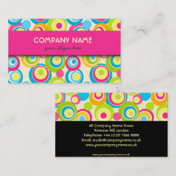 Colorful Vintage Funky Circles Business Card | Zazzle