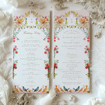 Colorful Vintage Garden Wedding Ceremony Program<br><div class="desc">Our Vintage Garden Wedding Ceremony Program is an embodiment of elegance and tradition. The front features a lavish floral arch with a monogram centerpiece, while the back details the wedding party and order of ceremony in a beautiful script. Delicate flowers in blush, coral, and sage cascade down the sides, meeting...</div>