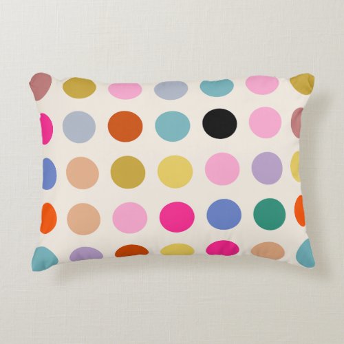 Colorful Vintage Geometric Dots Accent Pillow