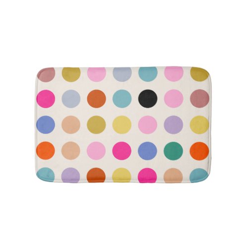 Colorful Vintage Geometric Dots Bath Mat