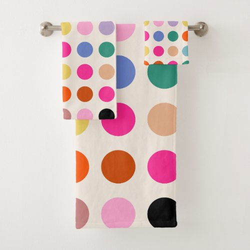 Colorful Vintage Geometric Dots Bath Towel Set