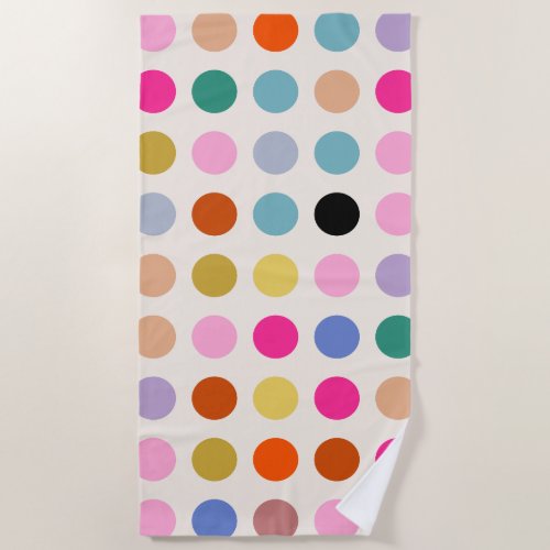 Colorful Vintage Geometric Dots Beach Towel