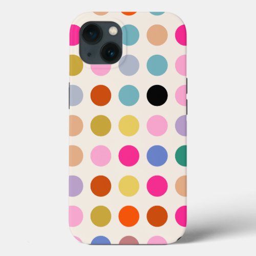 Colorful Vintage Geometric Dots iPhone 13 Case