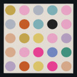 Colorful Vintage Geometric Dots Faux Canvas Print<br><div class="desc">Colorful vintage geometric dots - retro design - cream white background and colorful dots in pink,  yellow,  green,  blue and orange.</div>