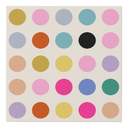 Colorful Vintage Geometric Dots Faux Canvas Print