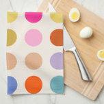 Colorful Vintage Geometric Dots Kitchen Towel<br><div class="desc">Colorful vintage geometric dots - retro design - cream white background and colorful dots in pink,  yellow,  green,  blue and orange.</div>