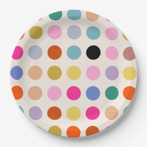 Colorful Vintage Geometric Dots Paper Plates