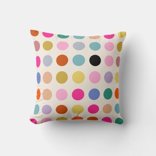 Colorful Vintage Geometric Dots Throw Pillow
