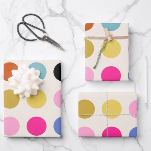 Colorful Vintage Geometric Dots Wrapping Paper Sheets