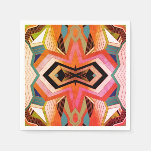 Colorful Vintage Geometric Vibes Paper Napkins