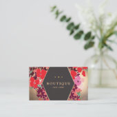 Colorful Vintage Gold Floral Boutique Business Card (Standing Front)