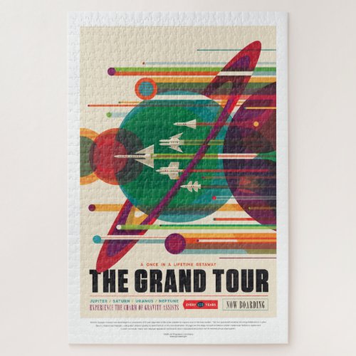 Colorful Vintage Grand Tour Space Travel Jigsaw Puzzle