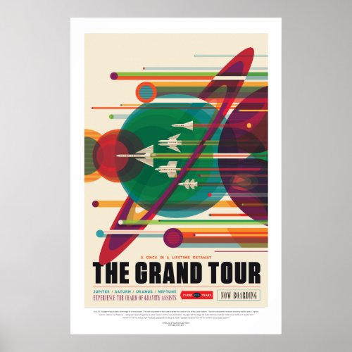 Colorful Vintage Grand Tour Space Travel Poster