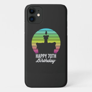 colorful vintage happy 70th birthday cake iPhone 11 case