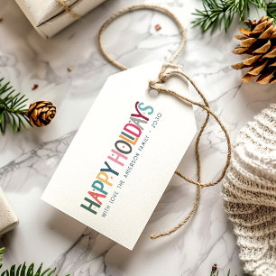 Colorful Vintage Happy Holidays Cute Retro Stars Gift Tags