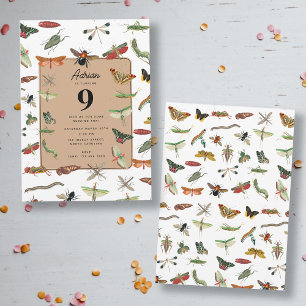Colorful Vintage Insect Birthday Party Theme Invitation