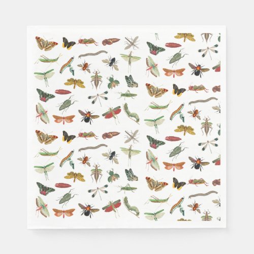 Colorful Vintage Insect Birthday Party Theme Napkins