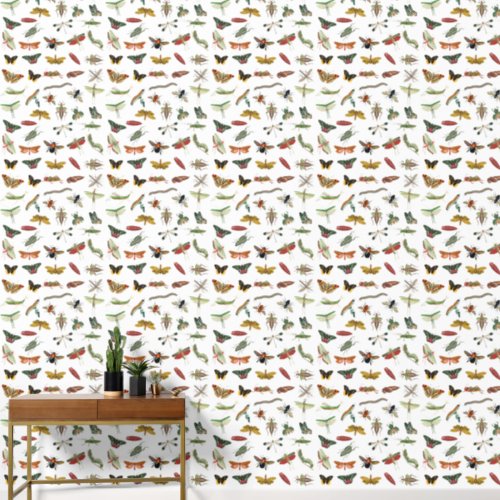 Colorful Vintage Insect Boho Pattern Wallpaper