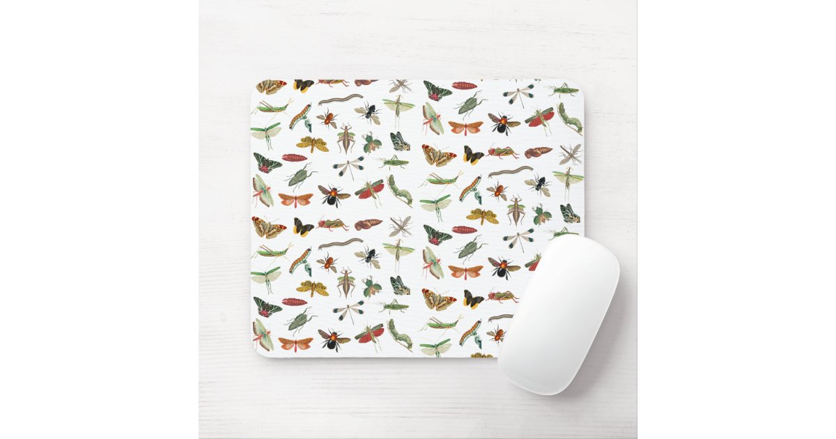 Sendpad Insect Colorful Vintage Insect Illustration Pattern Mouse Pad | Zazzle