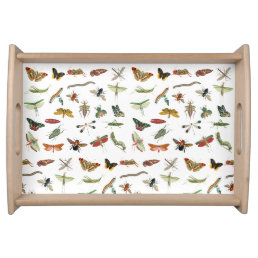Colorful Vintage Insect Illustration Pattern  Serving Tray