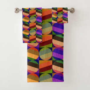 Colorful Vintage Inspired Pattern Bath Towel Set