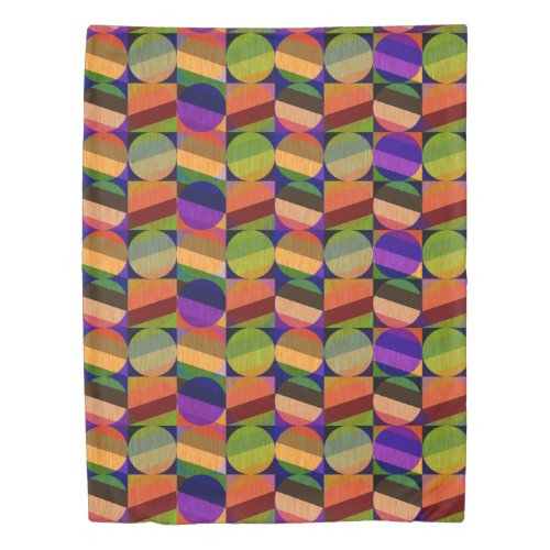 Colorful Vintage Inspired Pattern Duvet Cover